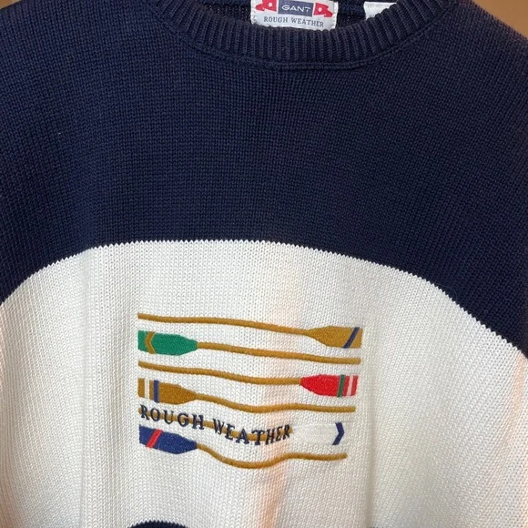 Vintage GANT Rough Weather Embroidered Coastal Sweater - Nautical Preppy - XL - Picture 11 of 13